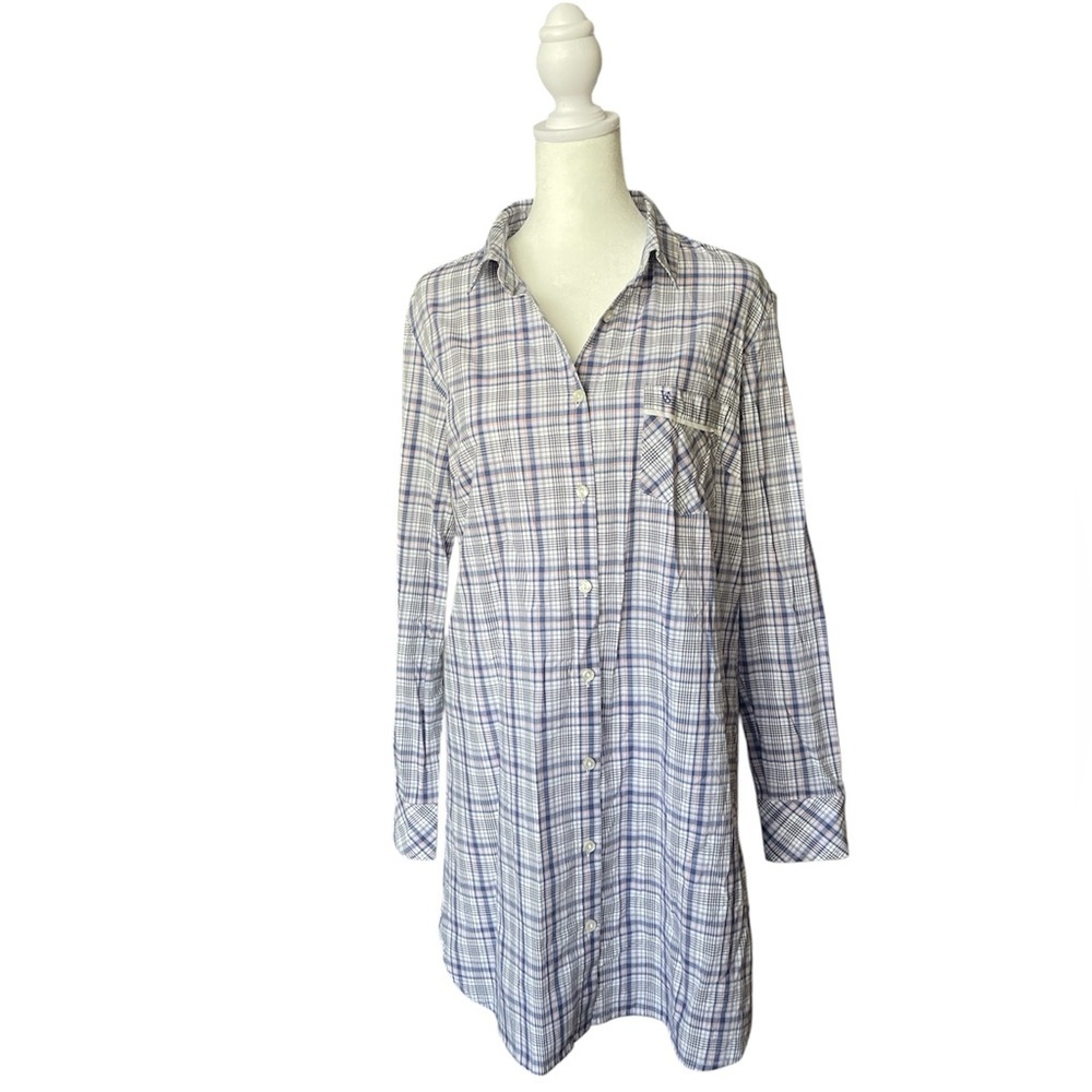 NWT•Victoria's Secret Blue Plaid Sleep Shirt (M). Pit to pit 20 inches. NWT.